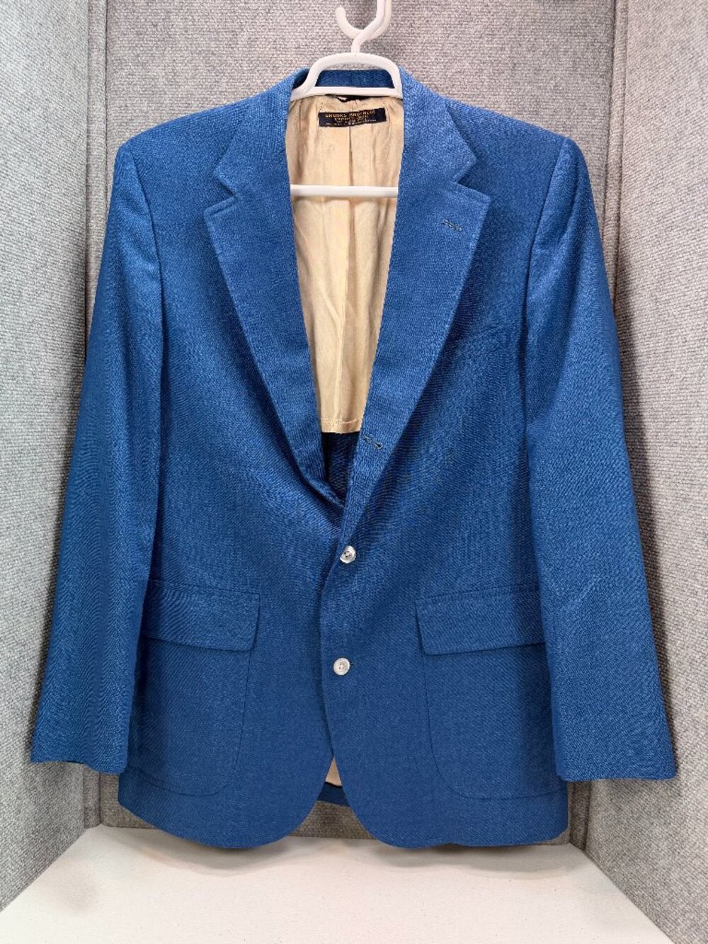 Vintage Brooks Brothers Brookslinen Blue Linen Sport Coat Blazer 44R